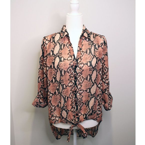 Guess pink reptile print shirt - Picture 1 of 9